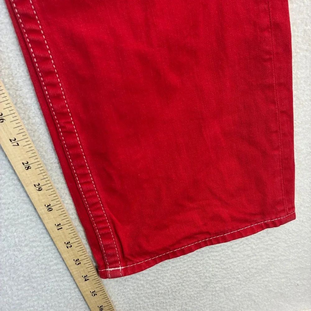 True Religion Jeans Mens 42x34 Red Straight Flap Pocket Rockstar Streetwear Y2K